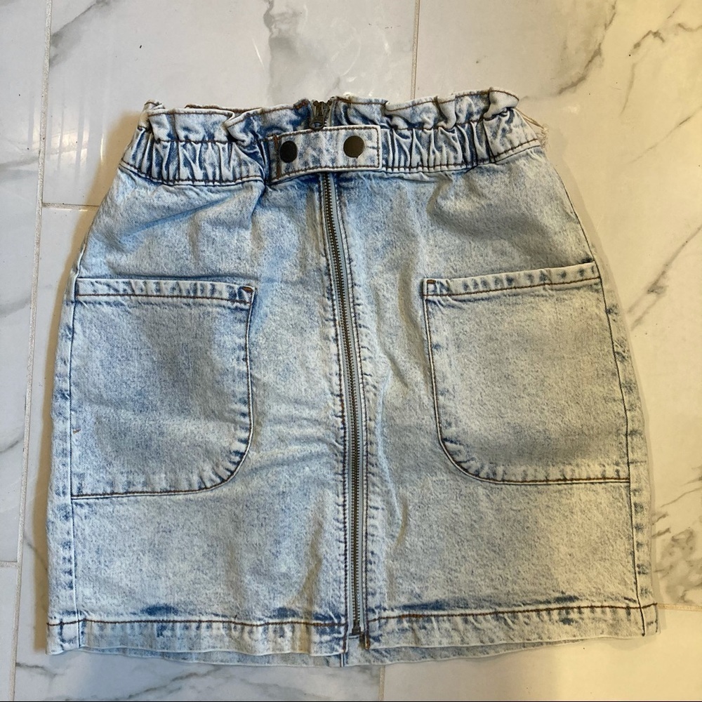 Acid Wash Paper Bag Jean Skirt - Picture 2 of 4